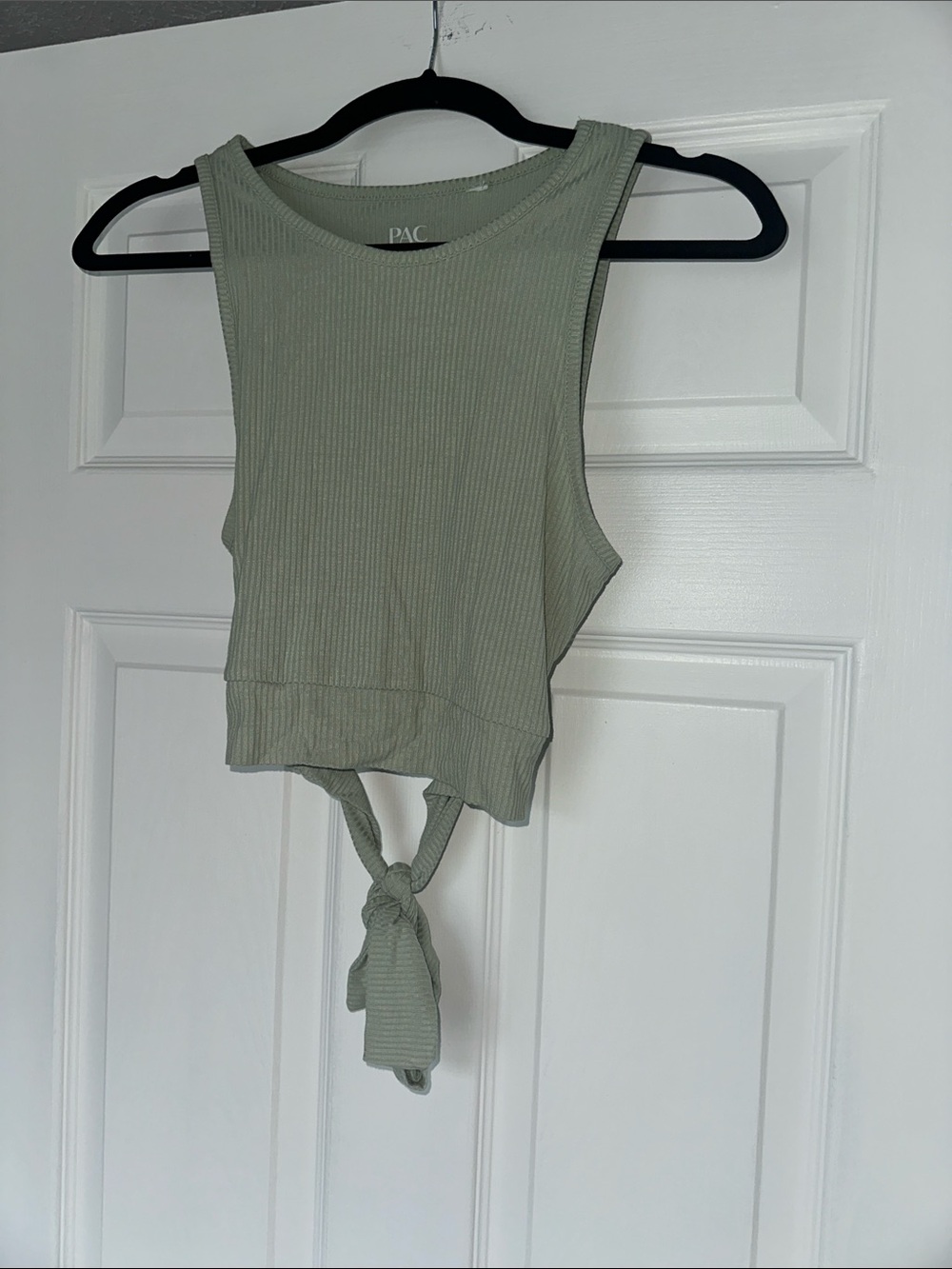 PacSun Ribbed Tie-Back Crop Tank in Sage